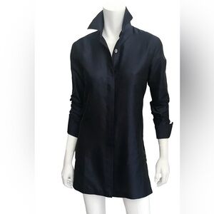 Charlotte Kellogg Palm Beach 100% Silk Barbara Top, Color Black Size X-Large